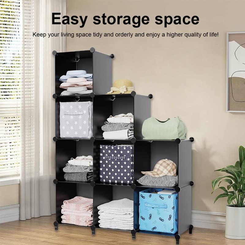 9 Cube Stackable Shoe Rack Organizer DIY Plastic Shoe Storage Cabinet for Closet & Entryway - N/A
