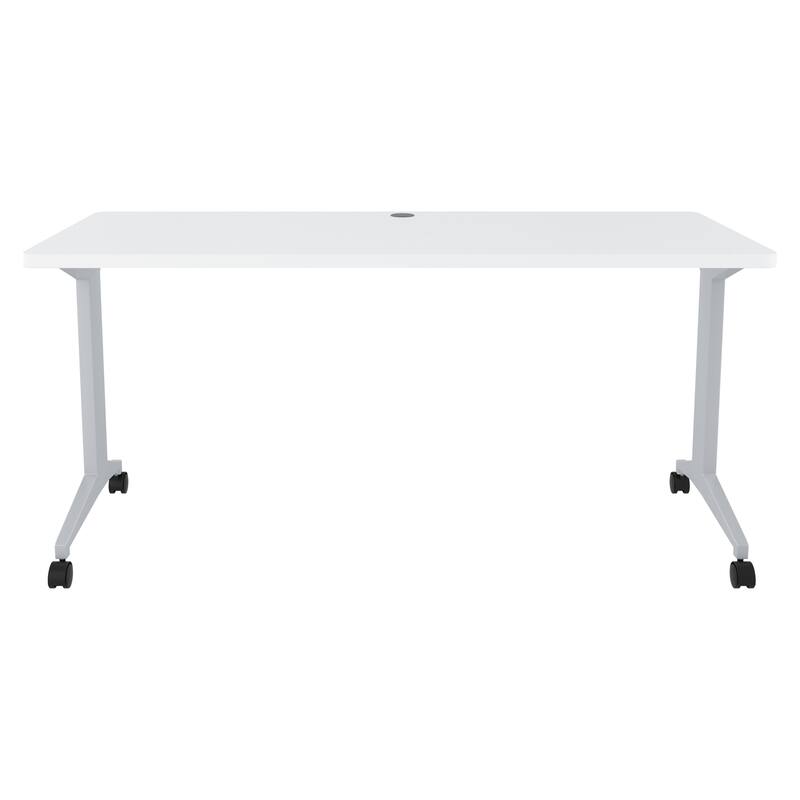 Modern T-Leg Table Desk, Arctic Silver/White
