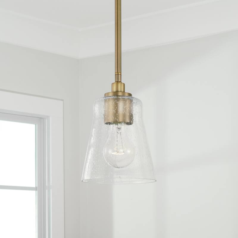 Baker 1-light Mini Pendant/ Semi-Flush Mount w/ Clear Seeded Glass