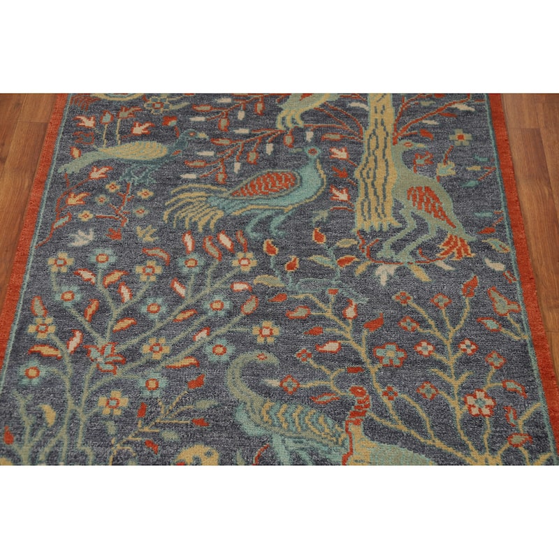 Animals Design Floral Ziegler Oriental Rug Handmade Wool Carpet - 4'1" x 5'11"