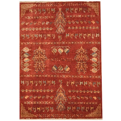 HERAT ORIENTAL Handmade Khorjeen Kazak Wool Rug - 4'1 x 6'