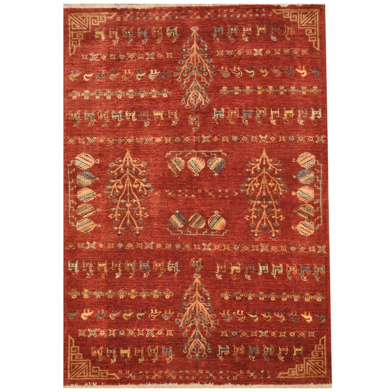 HERAT ORIENTAL Handmade Khorjeen Kazak Wool Rug - 4'1 x 6'
