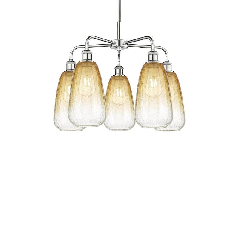Innovations Lighting 516-5CR-19-25 Brookhaven Almond Chandelier - Polished Chrome / Amber