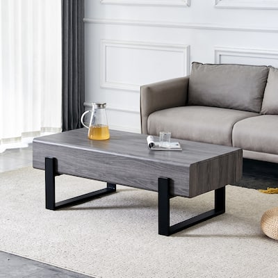 A coffee table with drawers