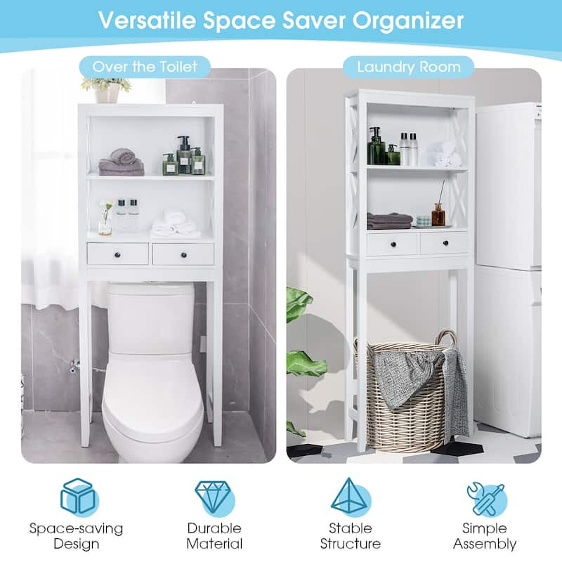 Costway Over the Toilet Storage Rack Bathroom Space Saver with 2 Open - 23.5'' x 8'' x 65'' (L X W X H)