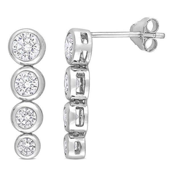 Miadora Cubic Zirconia Graduated Drop Earrings in Sterling Silver. Opens flyout.