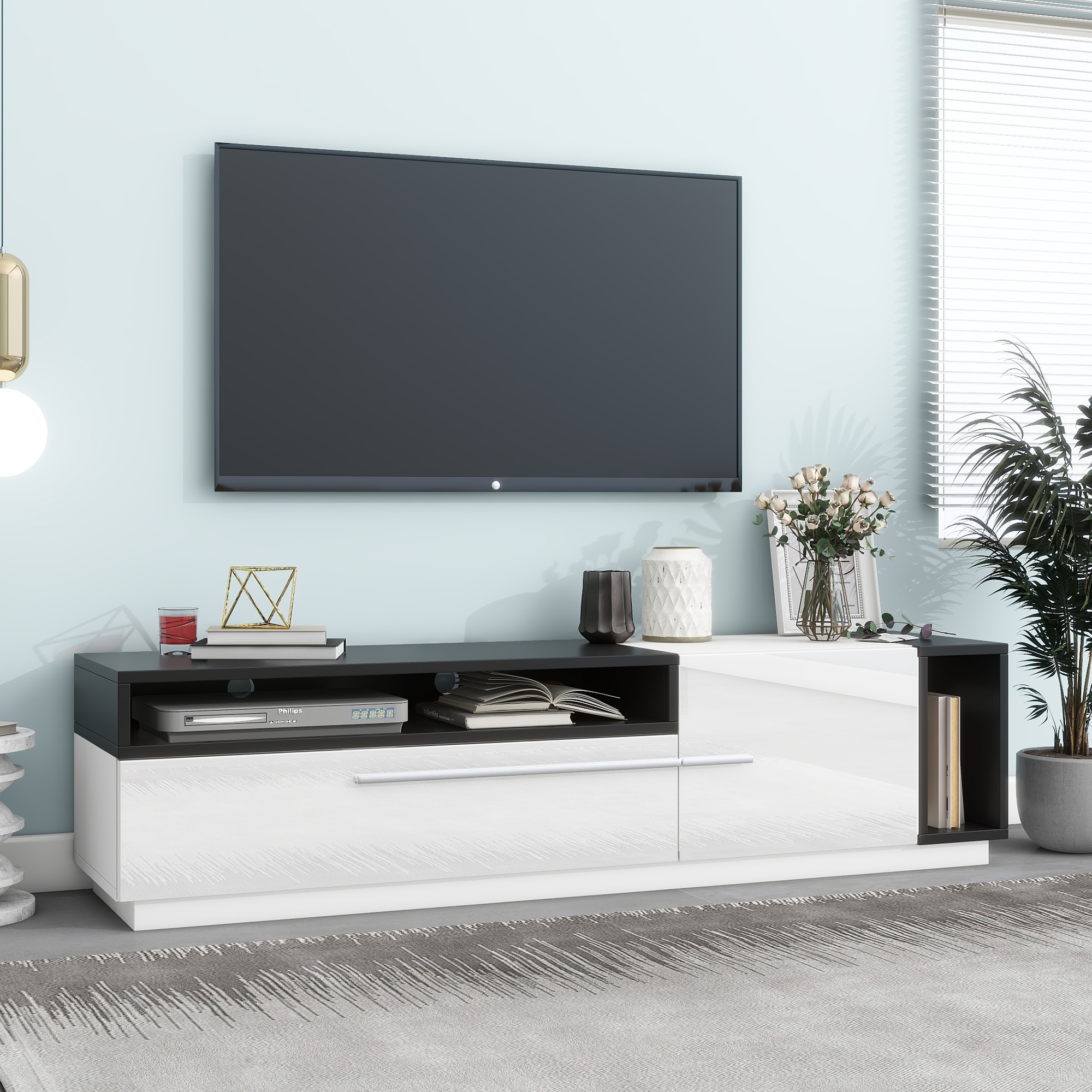 White silver sales tv stand