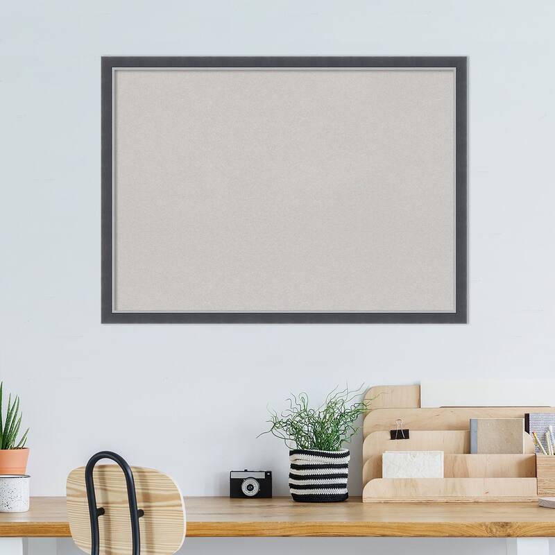 Eva Black Silver Thin Framed Grey Corkboard Bulletin Board