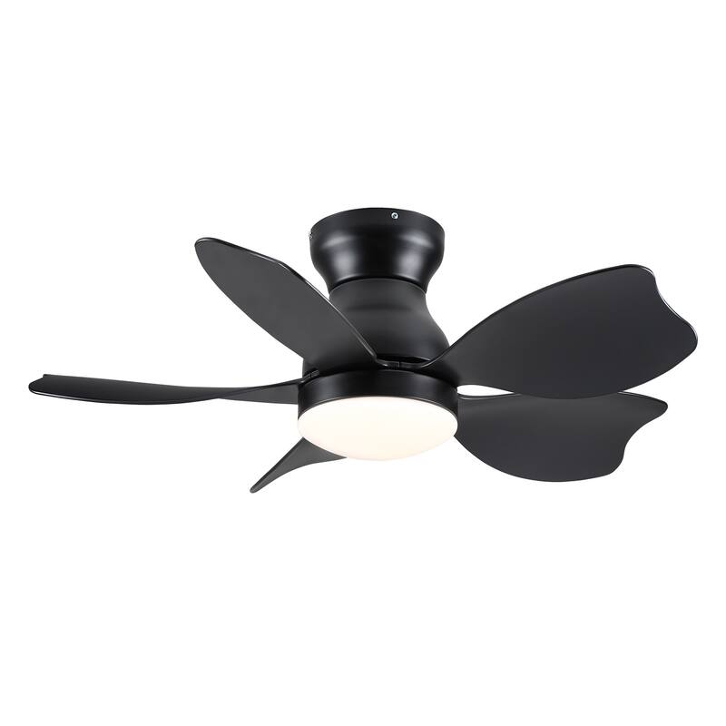 30" Small Kid's Low Profile Flush Mount Ceiling Fan Lighting with Remote Control for Small Children Room