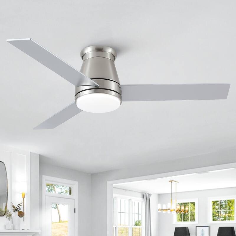 YUHAO AeroLite 48 in. Indoor White Low Profile Standard Ceiling Fan with Bright White Integrated LED Light Kit, Remote Included