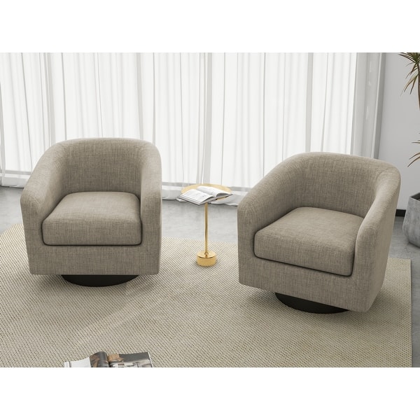 6 total 360°Swivel Accent Chairs Barrel Armchairs - Light Brown 2Set