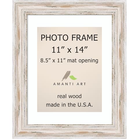 Alexandria Whitewash Photo Frame 11x14, Matted to 8.5x11' 14 x 17-inch