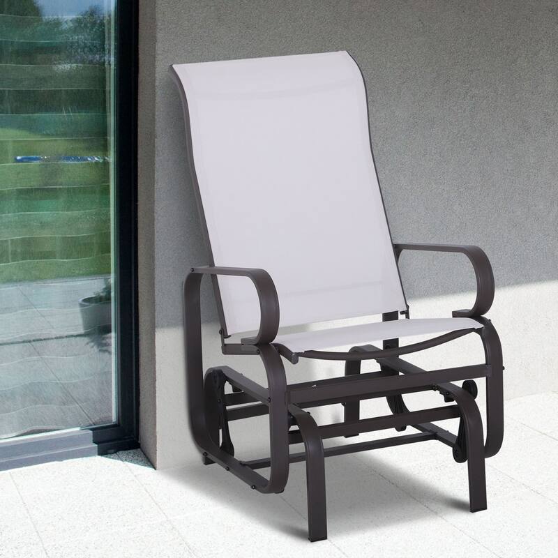 Outsunny Outdoor Glider Chair, Gliders for Outside Patio with Smooth Rocking Mechanism and Lightweight Construction for Backyard