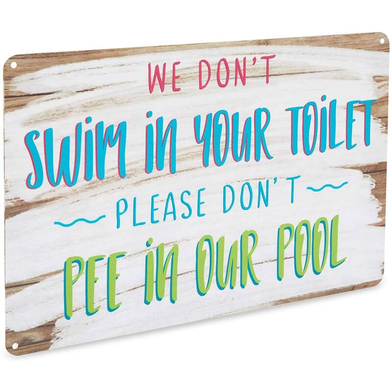 2 Pack Funny Outdoor Pool Signs and Decor, Summer Party Supplies (12 x 8 in)