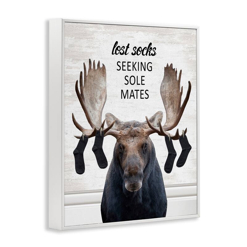 Stupell Lost Socks Seeking Sole Mates Framed Giclee Art Design By Lettered and Lined