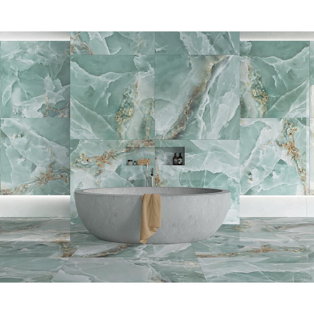 Industry Tile 24x48 Onyx Emerald Green polished porcelain tile