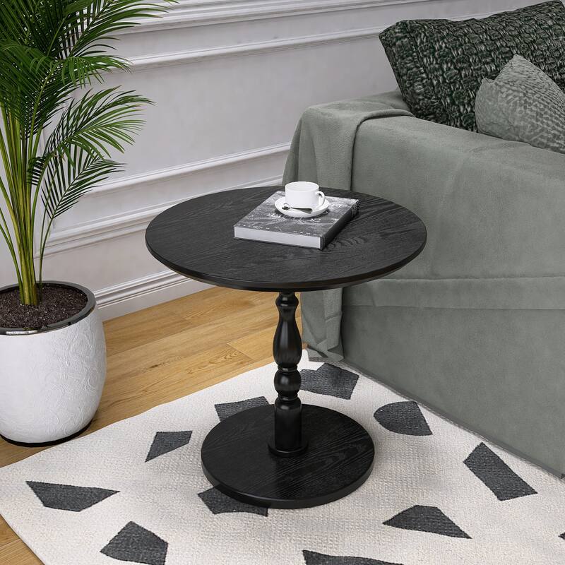23"Accent Round Table, Round Side Table, Small Table for Small Spaces, Modern Accent Nightstand with Solid Wood Leg
