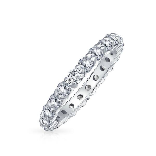 925 Sterling Silver /& Hot Pink Cubic Zirconia CZ Stackable Full Eternity Ring Band 3 mm Sizes 5-11