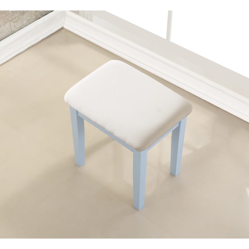 Roundhill Furniture Moniys Wood Moniya Makeup Vanity Table and Stool Set
