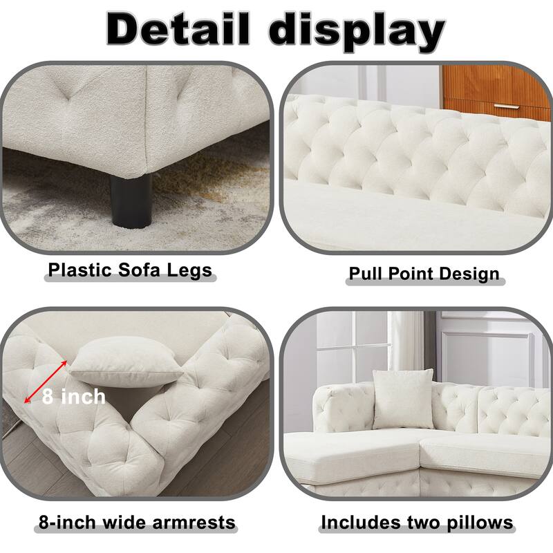 126-inch Modern Style Chenille Three Piece Sofa