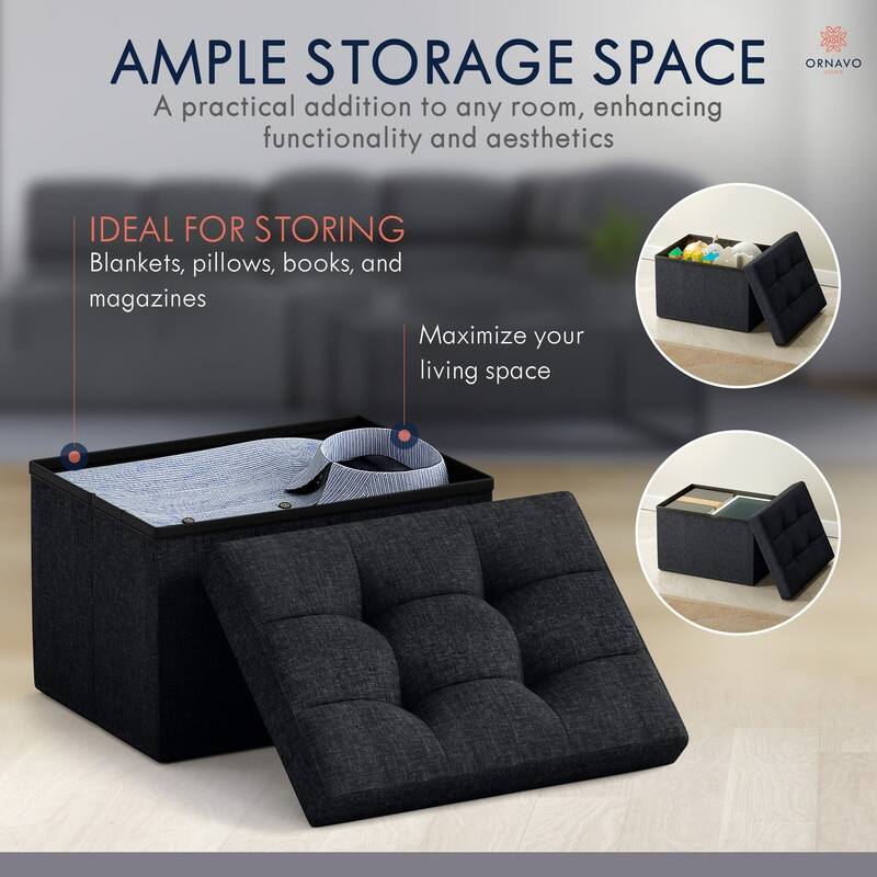 Small Foldable Rectangle Storage Ottoman