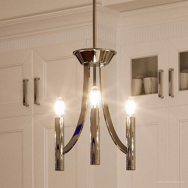 Luxury Modern Chandelier, 16.25"H x 13"W, with Industrial Chic Style, Polished Nickel Finish by Urban Ambiance (60 to 100 Watts - Steel - Nickel - 1 - Chandeliers For Bedrooms by Overstock.com