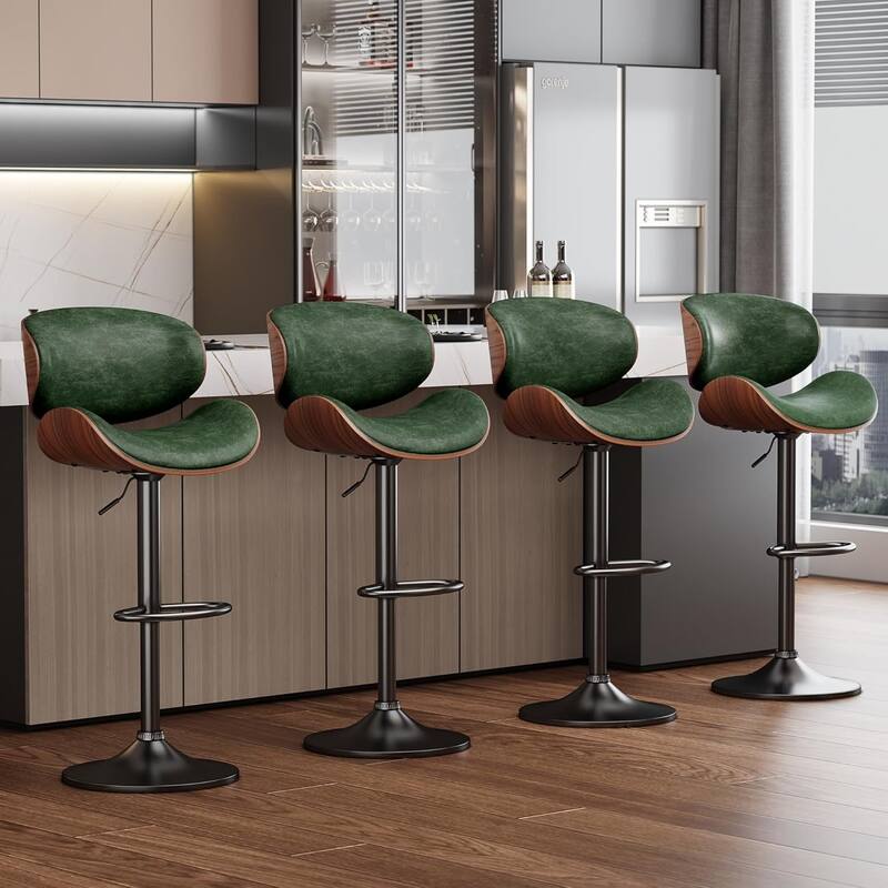 Bar Stools Adjustable Height Swivel Faux Leather Armless Barstools