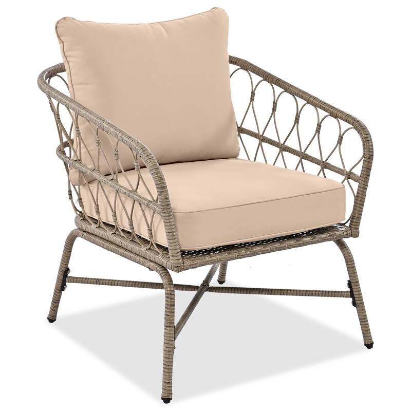 Rowan Outdoor Farmhouse Chat Sets with Cushion by GDFStudio