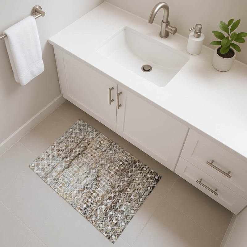 Premium Washable Super Soft Boho Trellis Mayfield Rug - Brown - 1'8" x 2'6"