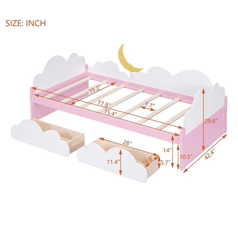 Twin Size Bed with Clouds