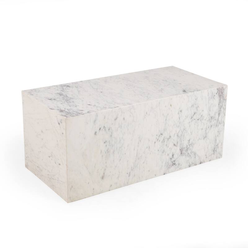 Marbled Rectangular Coffee Table - 37" - White