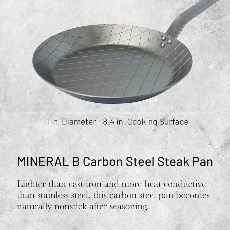 5616.28 Mineral B Round Carbon Steel Steak Fry Pan, Nonstick, 11 inches