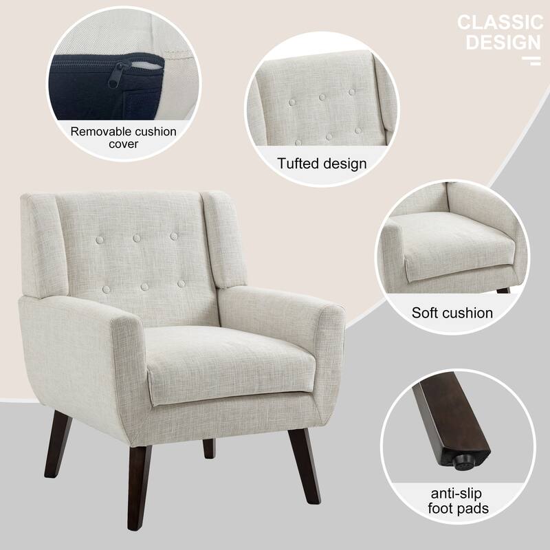 3-Piece Tufted Linen Armchair and Loveseat Set