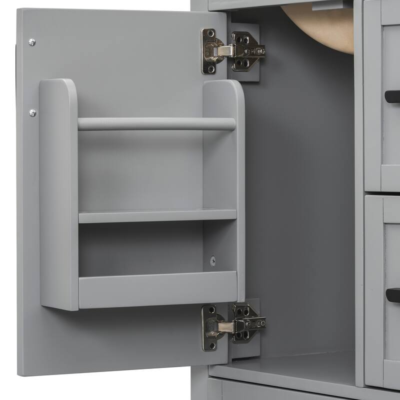 GDFStudio - Maple Modern Freestanding Bathroom Vanity with Ceramic Sink, Soft Close Door and Multi Drawer Storage