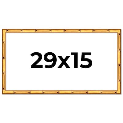 29x15 Frame Gold Bamboo Solid Wood Picture Frame | 1 Inch Moulding