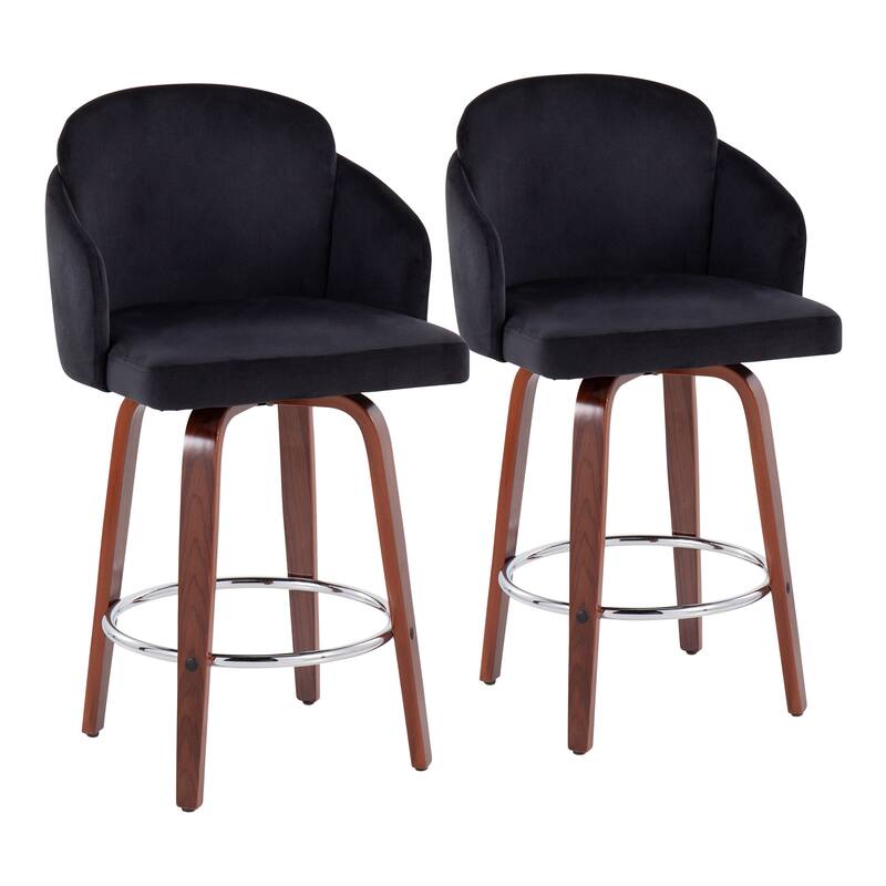 Dahlia Counter Stool with Walnut Wood (Set of 2)