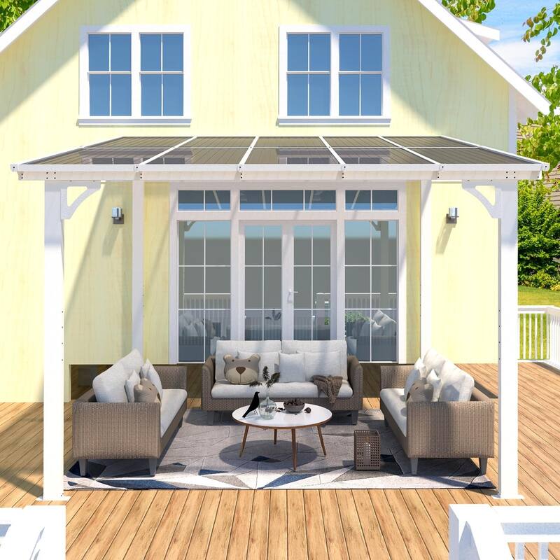 8x10ft Wall Mounted Gazebos Pergola, Outdoor Lean to Gazebo Awnings