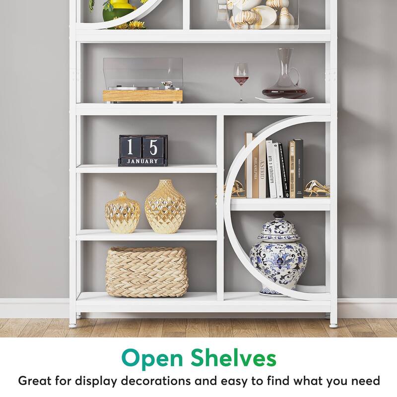 Industrial Bookshelf, 8-Tier Etagere Bookcases Display Shelf