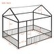 preview thumbnail 17 of 19, Full Size Metal Bed House Bed Frame with Fence for Kids
