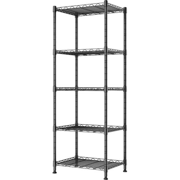 slide 2 of 29, 5-Wire Shelving Metal Storage Rack Adjustable Shelves Black