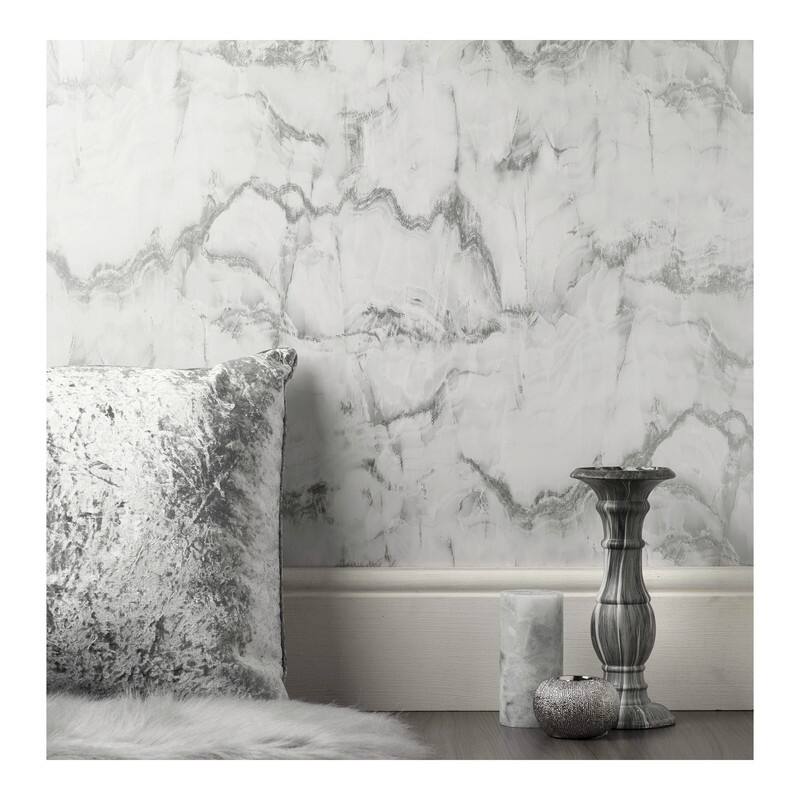 Fine Decor Aura Silver Marble Wallpaper - 20.5 x 396 x 0.025