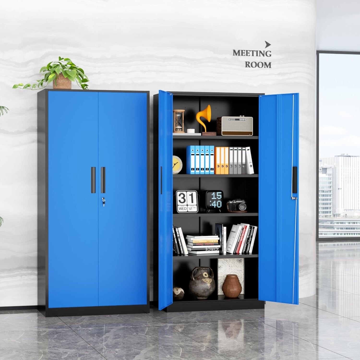 71'' H x 32'' W Metal Garage Storage Cabinet with Locking Doors