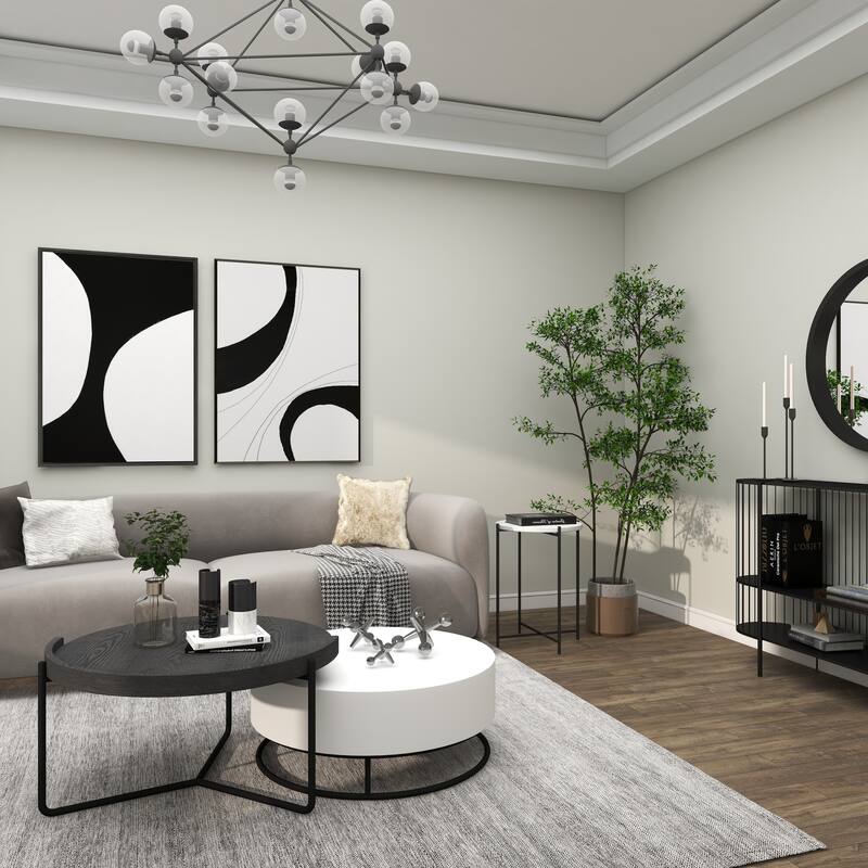 Black Terrazzo Stone Accent Table with Marble Top