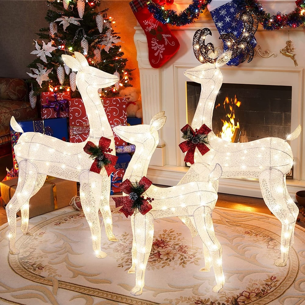Futzca Christmas Light Holiday Reindeer & Sleigh, Santa