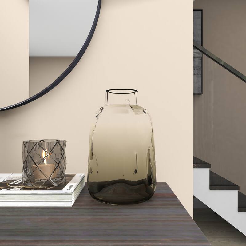 Gray Glass Decorative Vase with Bubble Texture