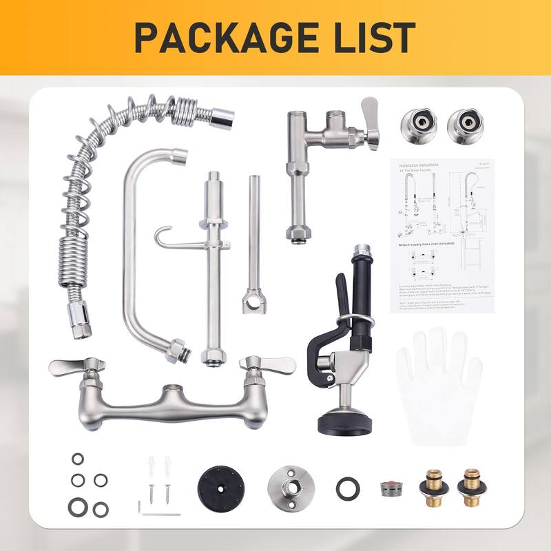 WOWOW Pull Down Sprayer Commeicial Faucet with Pre-Rinse Sprayer