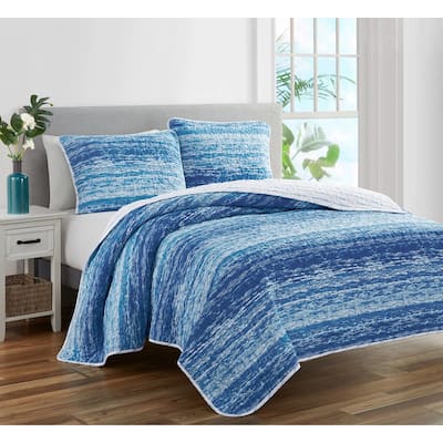 Coastal Stripes Soft Cotton Reversible Quilt Set