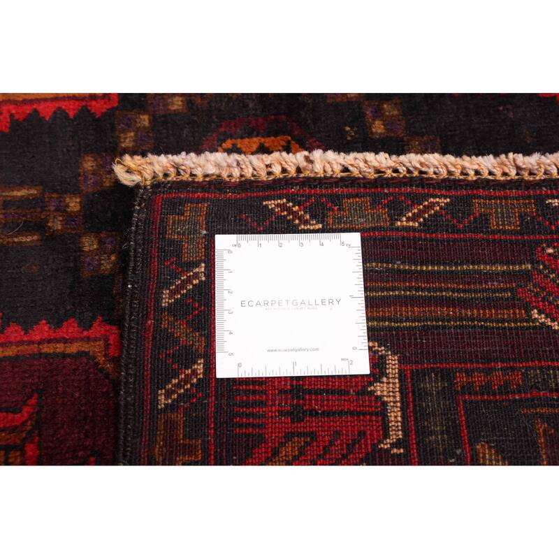 ECARPETGALLERY Hand-knotted Teimani Black, Dark Red Wool Rug - 3'7 x 6'8