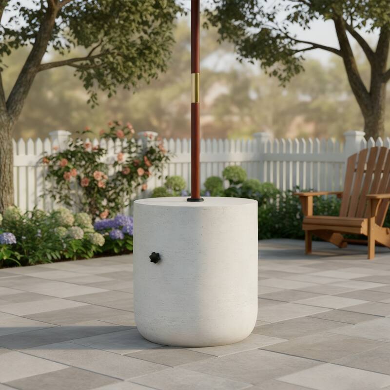 Roomfitters Olga Outdoor Patio Side Table Umbrella Base with Sand Filling Design, MGO Lime White Concrete Look