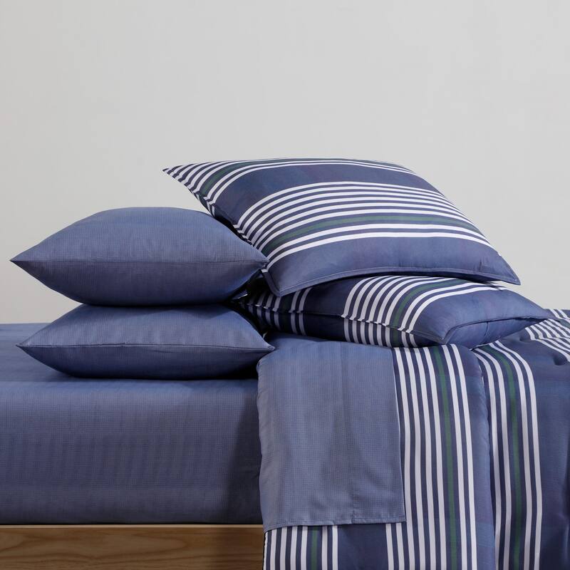 Tommy Hilfiger Lido Stripe Reversible Blue Comforter Bonus Set
